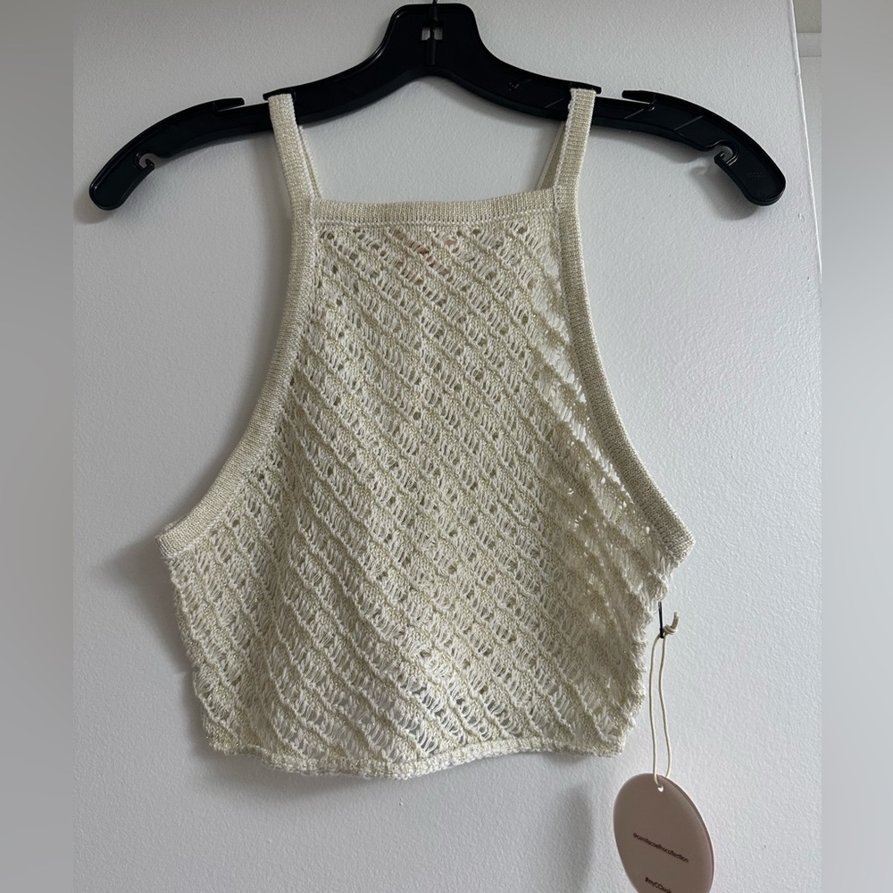 Camilla Coelho offshore crop top in white & gold in a size Small